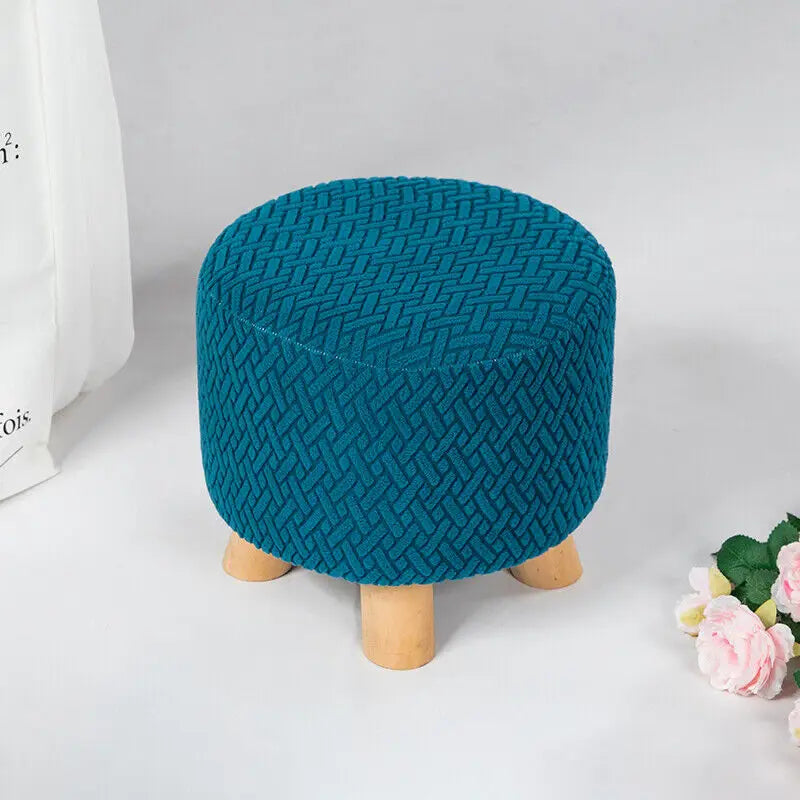 Square Stool Covers Thick Stretch Knitting Round Seat Covers Living Room Chair Cover Small Footstool Ottoman Slipcover Protector