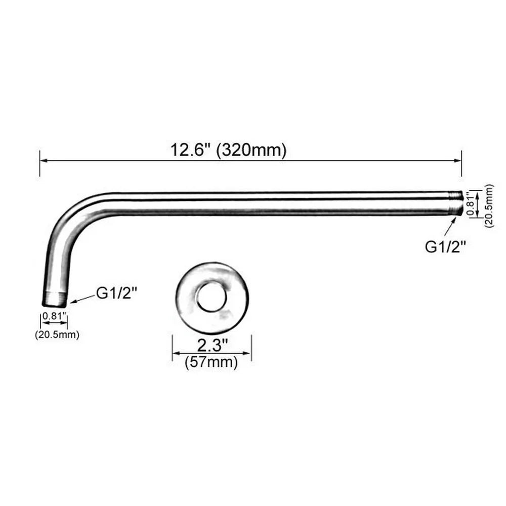 Gold Color Brass Wall Shower Head Extension Pipe - 12" Long Shower Arm Arm Bathroom Accessories Ksh101