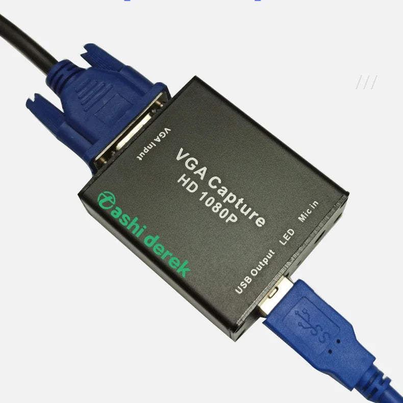 VGA Converter Mini Video Capture Device 1080p VGA Input Turn To Usb Vga Signals Transmission Portable Recording Box with Cables