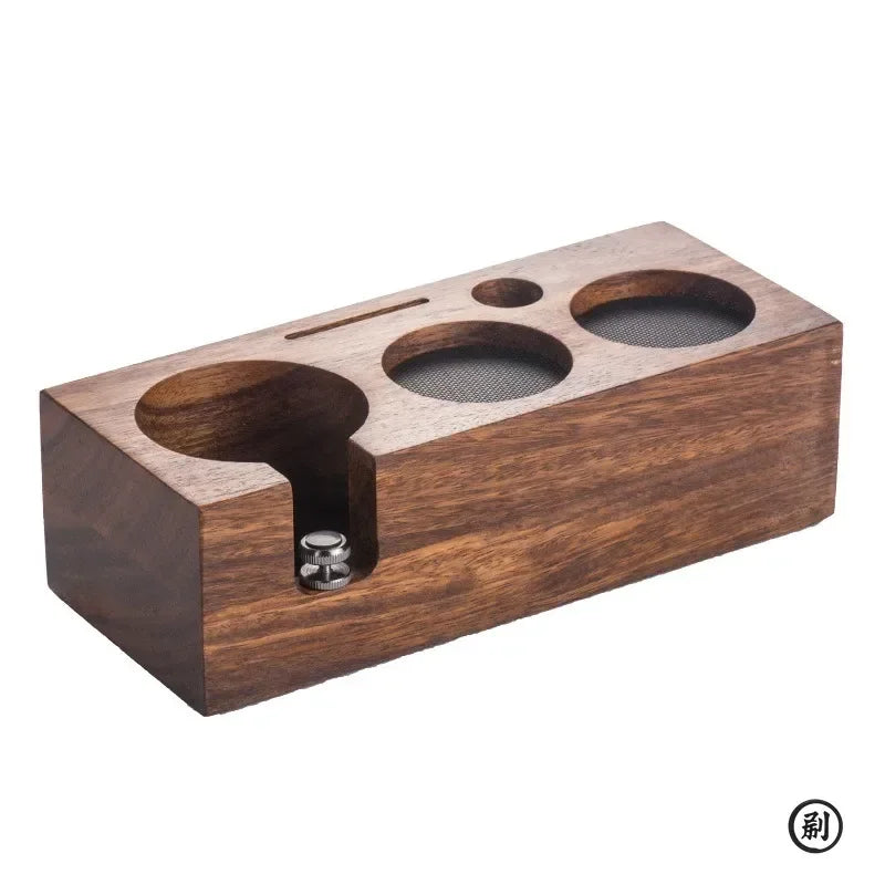 Coffee Tamper Station Stand Wooden Non-slip Espresso Holder Coffee brush Filter Storage Stand Barista Accessories