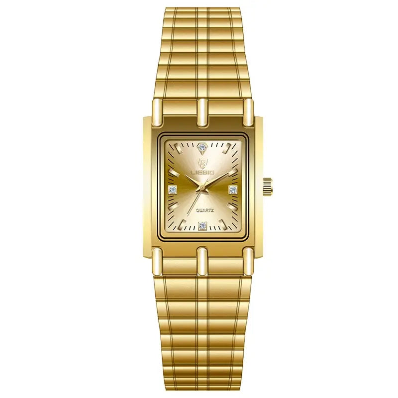 LIEBIG Luxury Quartz Watches Male Stainless Steel Bracelet Ladies Clock Fashion Golden Wristwatches Mens Women Relogio Masculino