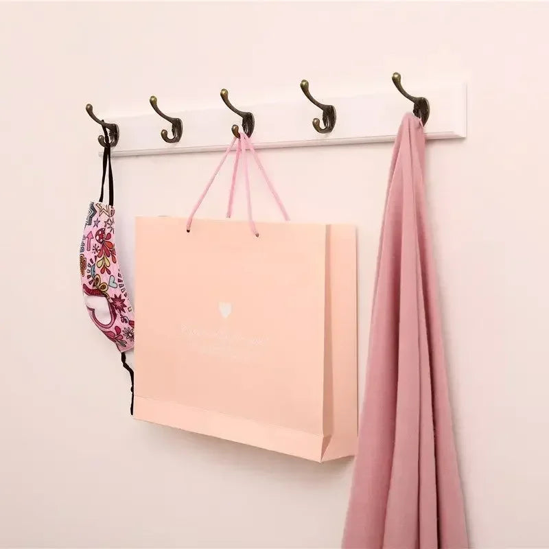 Wall Mounted Solid Wood Coat Rack with Hooks Space Saving Closet Organizer for Hats Jackets Entrance Hallway Decor Furniture