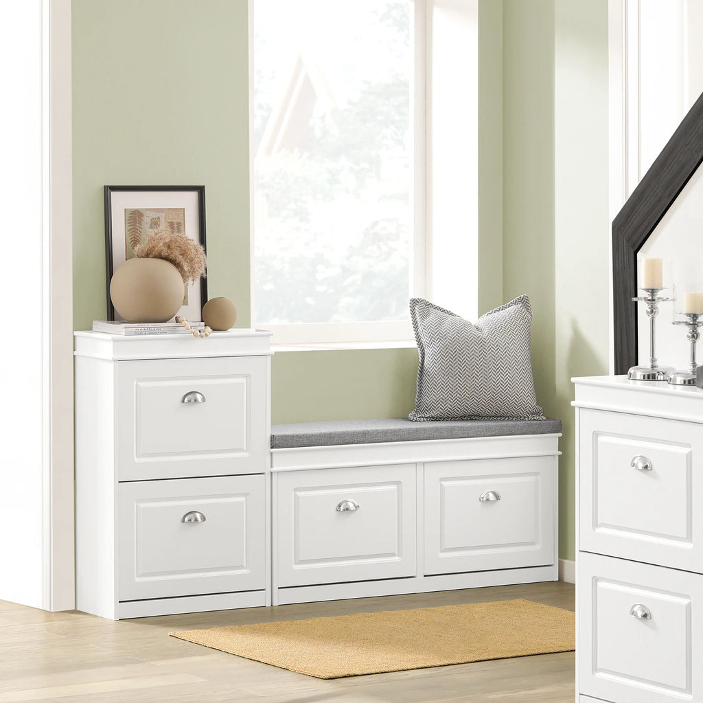 SoBuy FSR78 Shoe dump truck Shoe cabinet with 2 flap shoe rack with 4 shelf surfaces Shoe chest of drawers Shoe shelf