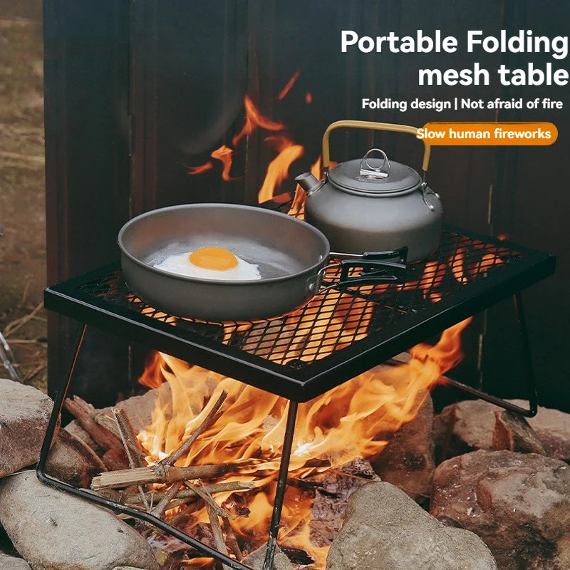 Campfire Grill Grate Heavy Duty Over Fire Camp Grill Foldable Camp Fire Cooking Rack for Camping Barbecues Picnic