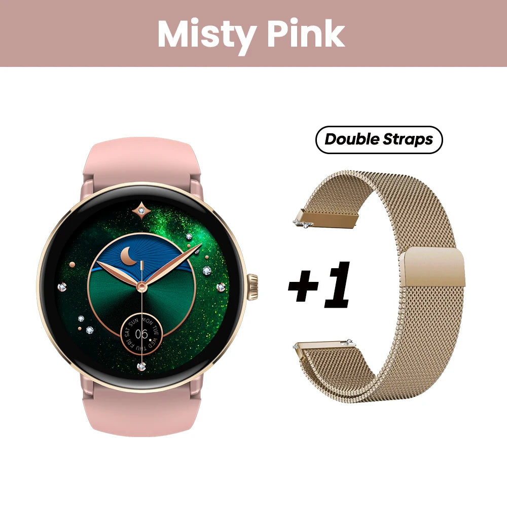 New 2025 Zeblaze LILY 2 Voice Calling Female Smartwatch Double Strap 1.2" HD AMOLED Display Health Monitoring Sports Smart Watch
