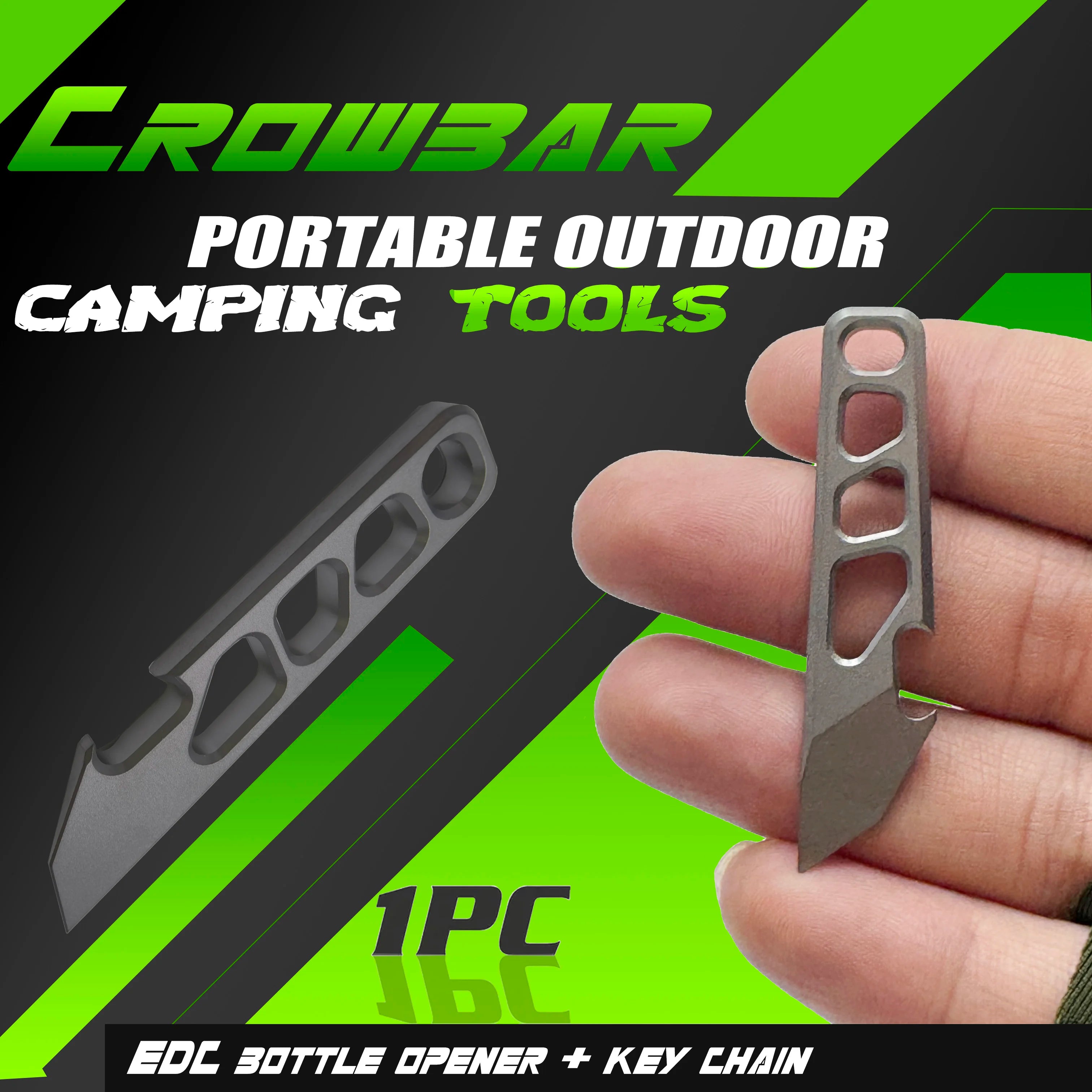 Multi-functional mini TC4 titanium alloy crowbar bottle opener, graduated hexagonal wrench key chain EDC outdoor small tool
