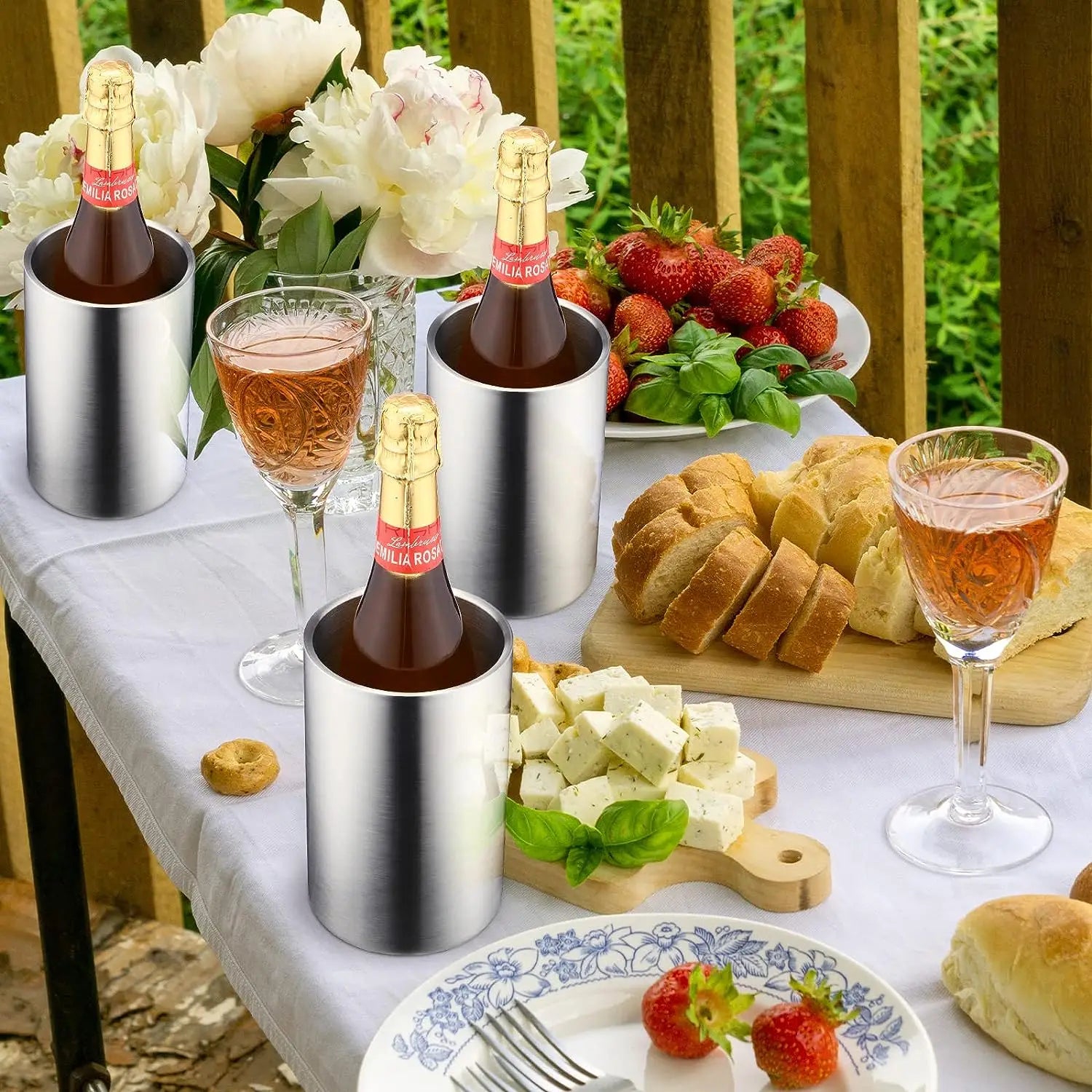 High Quality Classic Double Wall Insulated Stainless Steel Wine Beer Cooler Customizable Logos Beverage Tubs Ice Bucket Bulk