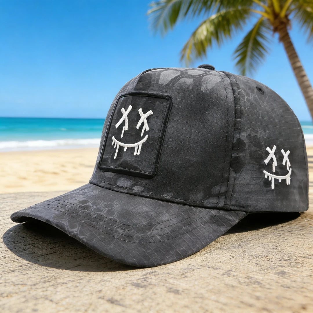 Fashionable camouflage hat with unique embroidery design - stand out in summer style, ideal for casual outings, paired with swim