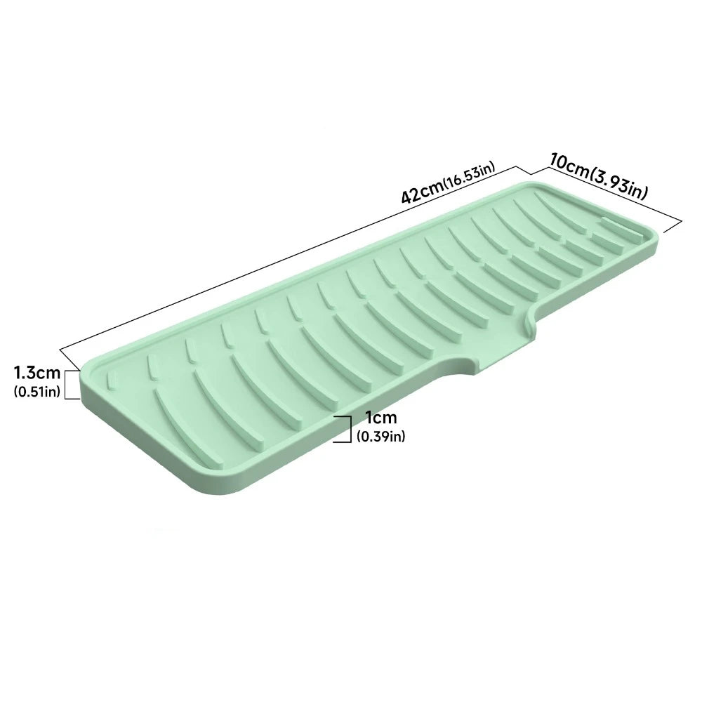 Silicone Faucet Splash Pad Kitchen Foldable Drainage Mat Multipurpose Toilet Soap Storage Slope Design for Rapid Drainage