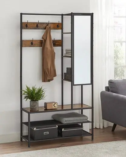 VASAGLE coat rack wardrobe, with shoe bench, 35x98x182 cm