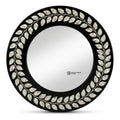 Elegant Square Art Deco Eco-Friendly Framed Accent Mirror Hand-Set Shell Leaf Motifs Contemporary Black Finish for Wedding Decor
