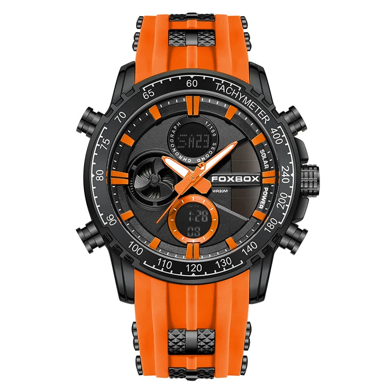 FOXBOX Men Luxury Watches Dual Display Watches Waterproof Mens Sport Wrist Watch Man Military Clock Male Stopwatch Reloj Hombre