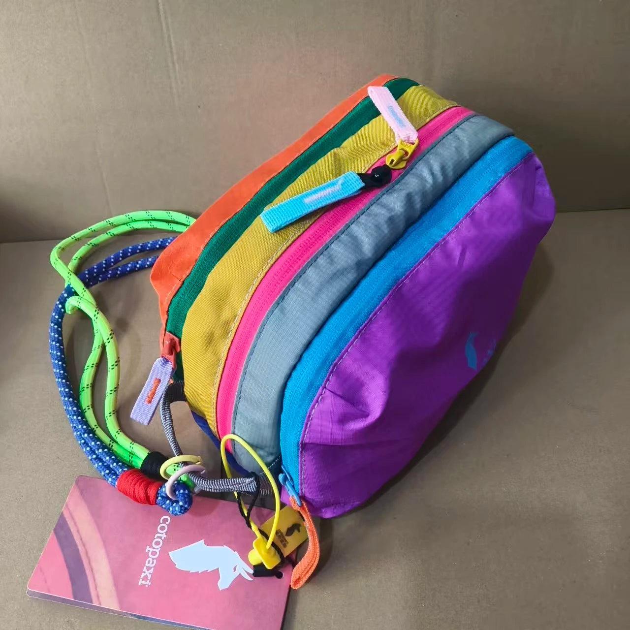 Alpaca Dopamine-Colored Wash & Storage Bag, featuring three main zipper compartments for organized separation. Portable and reas