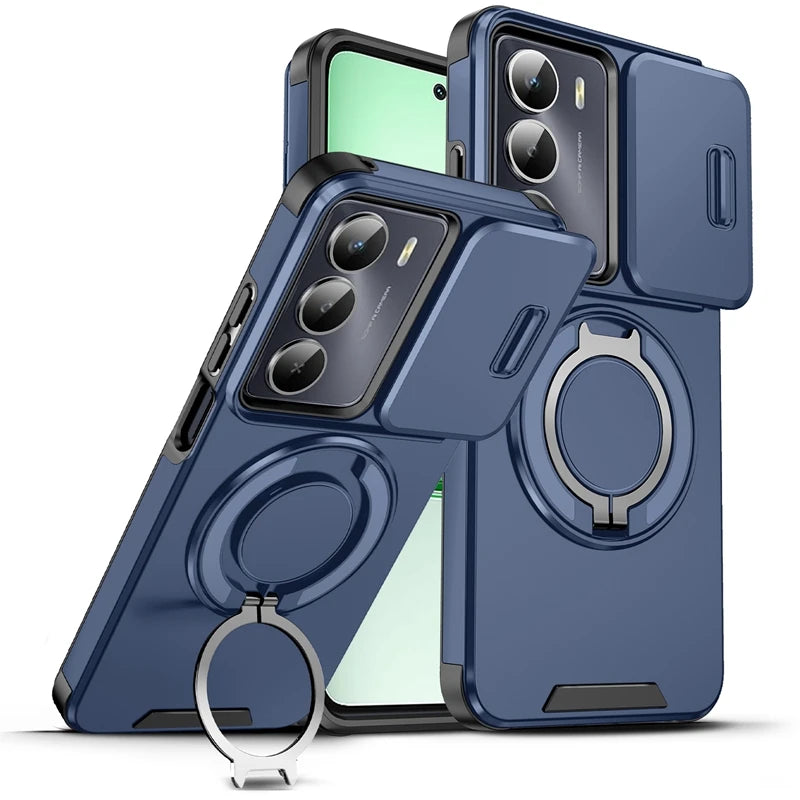 For Realme C75 4G Case Car Magnetic Holder Ring Armor Shockproof Funda For OPPO Realme C75 C 75 RealmeC75 Camera Protect Cover