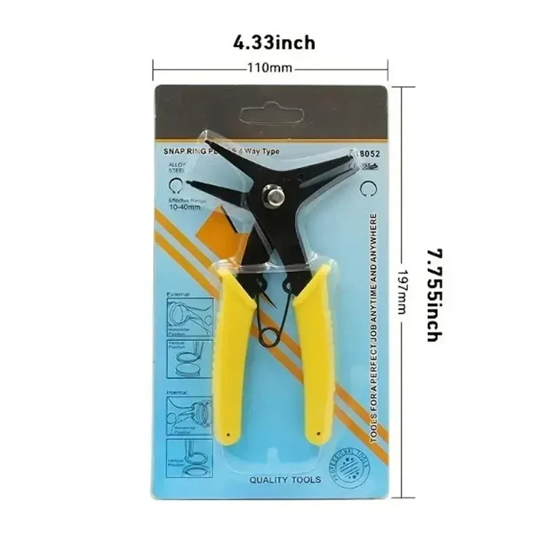 Internal External Dual-Purpose 2-In-1 Spring-Loaded Pliers Snap Ring Mounting And Dismounting Tools Hardware
