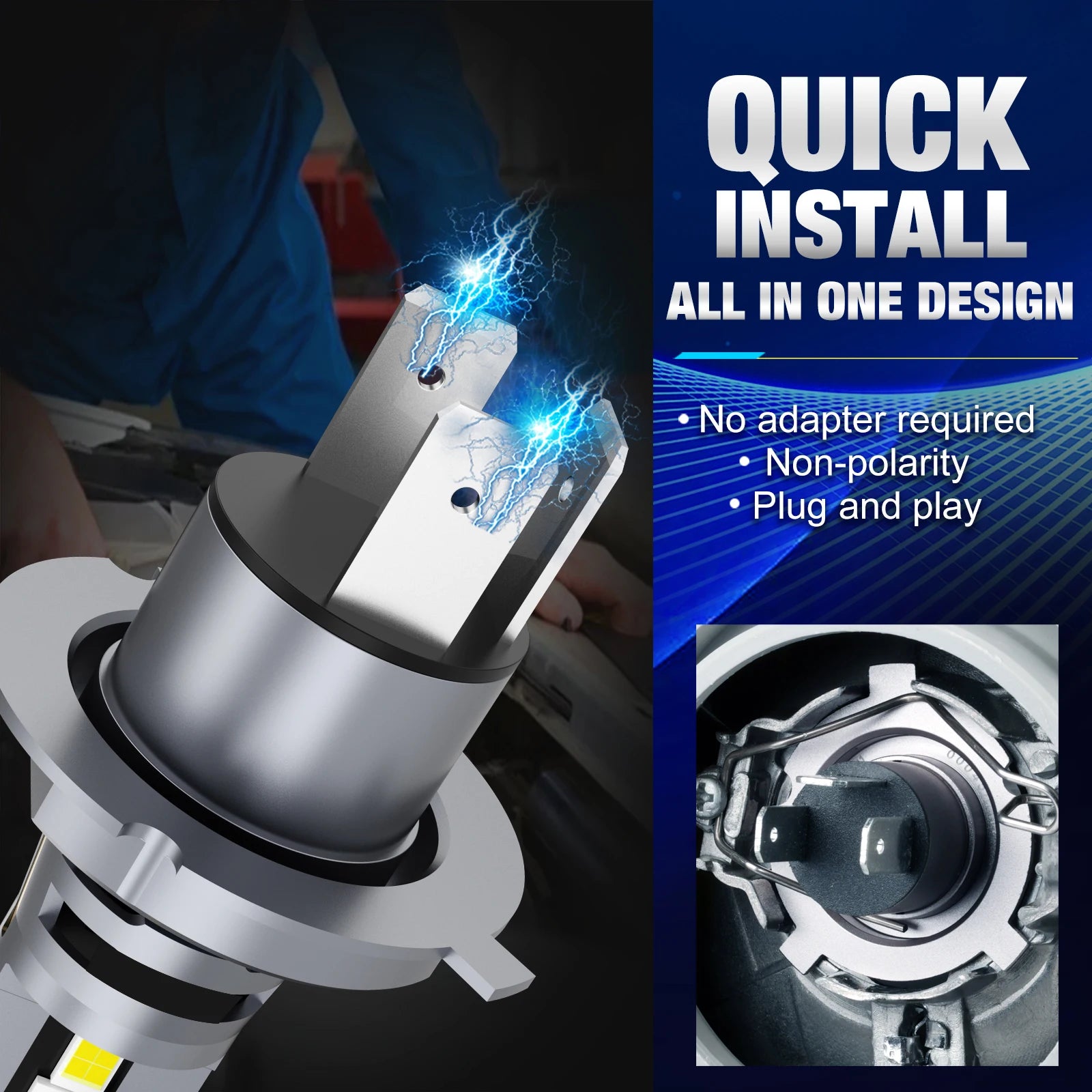 H4 Car LED Headlight Bulb CSP Fan With Canbus High & Low Beam Car Light Turbo Led Diode Lamp Auto Motorcycle CSP 6500K 12V