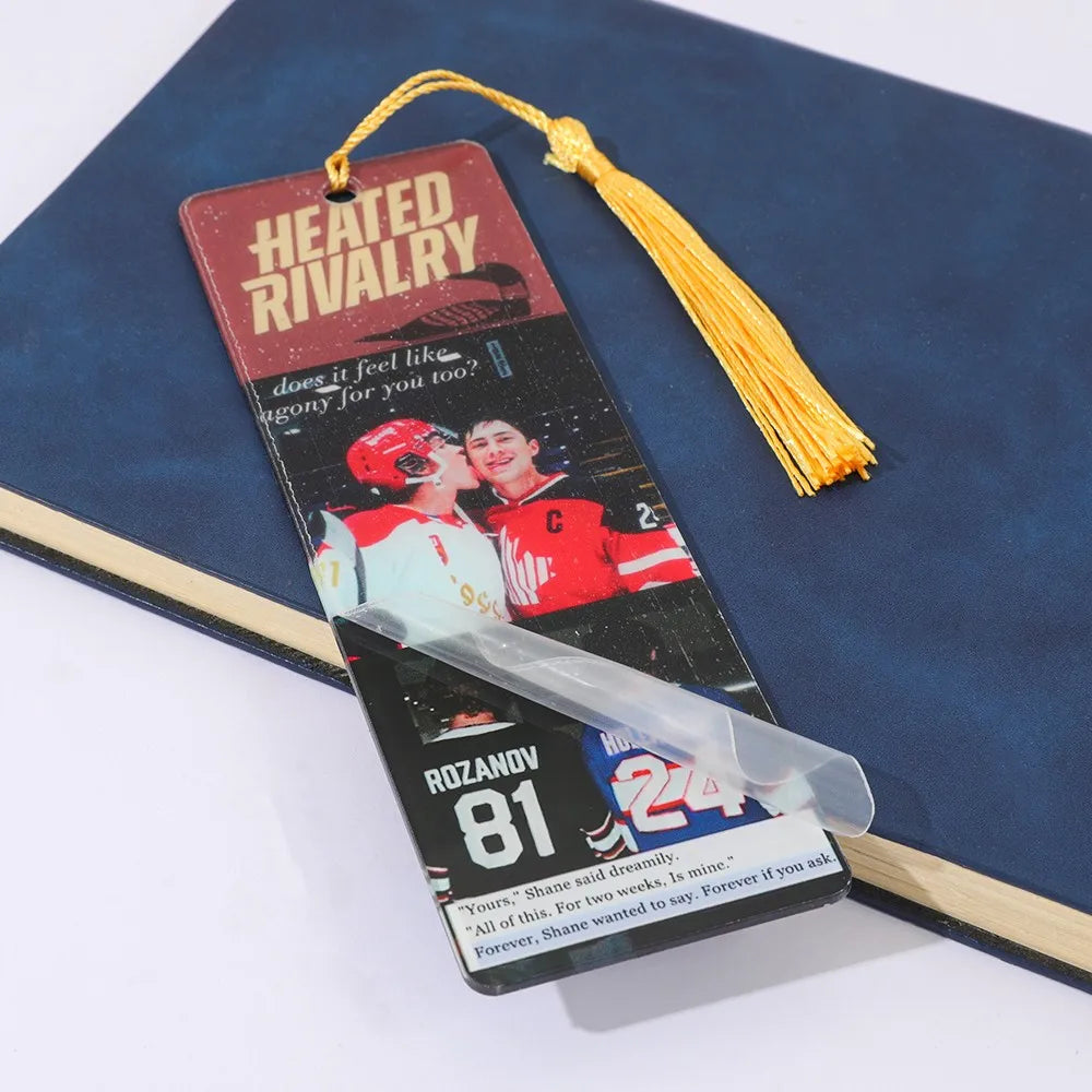 Heated Rivalry "themed fan acrylic bookmarks 1pc/4pcs - ice hockey CP elements+novel copy reading tags, sports BL readers
