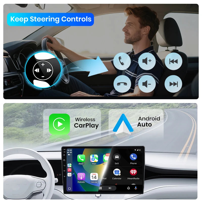 Junsun Wireless CarPlay Android Auto Car Radio For Mercedes-Benz C-Class (W203) / CLK-Class (C209/A209) 2000-2009 Built-in Cooling Fan Android GPS Navigation Multimedia Player WiFi DSP RDS BT SWC IPS Touch Screen Autoradio Vi