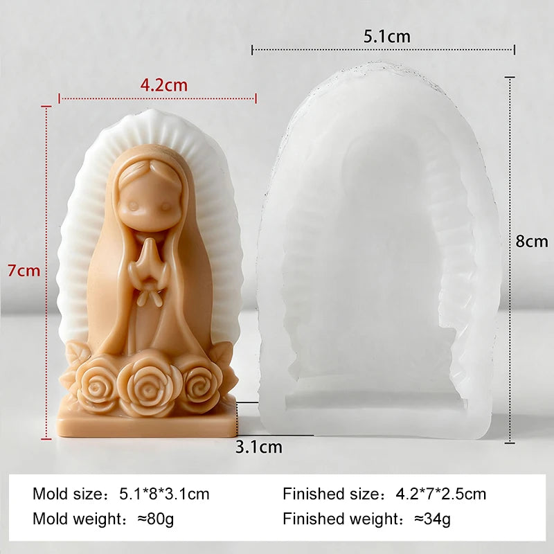 Prayer Angel Girl Silicone Mold DIY Virgin Mary Aromatherapy Candle Soap Gypsum Crafts Cement Casting Mold Home Decoration Gift