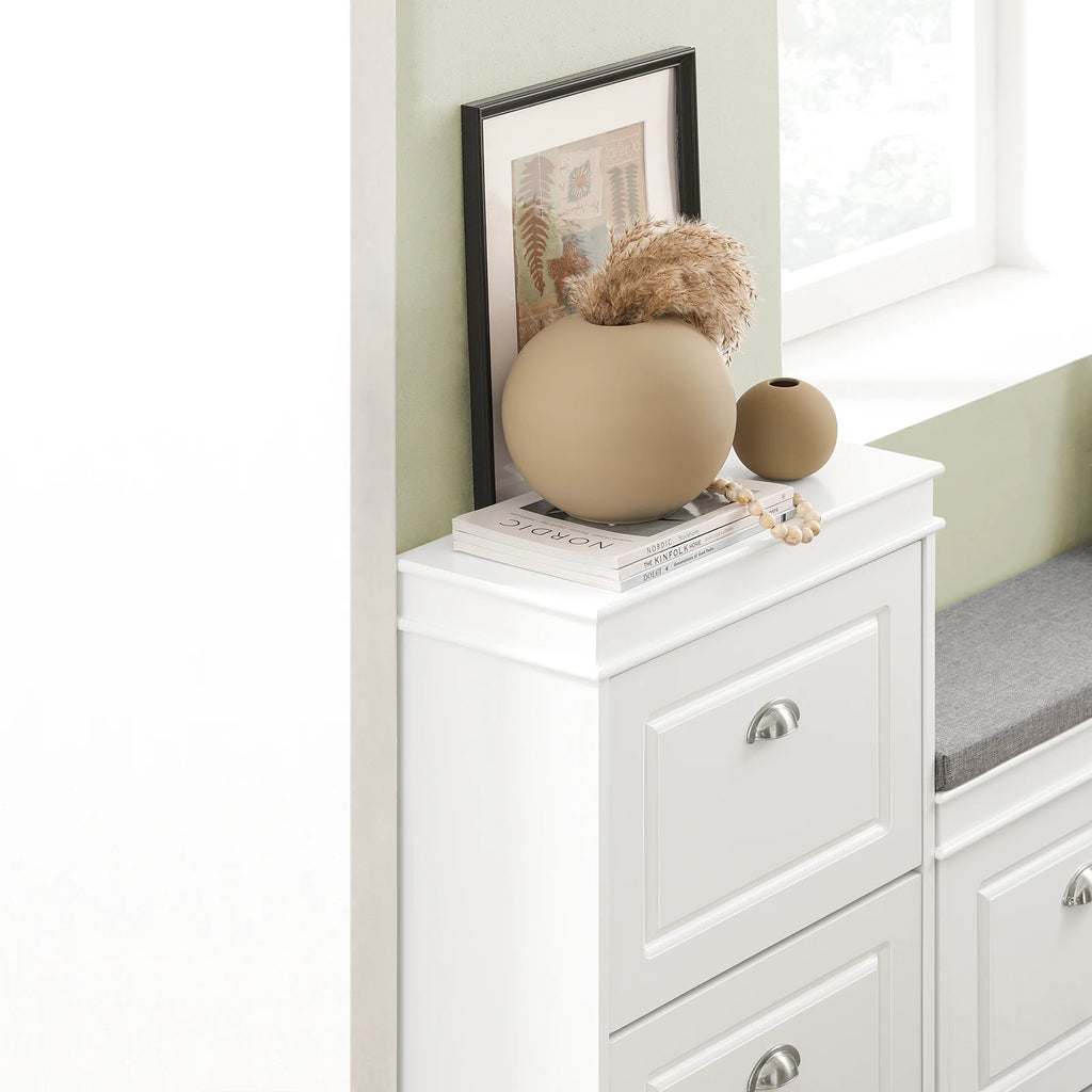 SoBuy FSR78 Shoe dump truck Shoe cabinet with 2 flap shoe rack with 4 shelf surfaces Shoe chest of drawers Shoe shelf