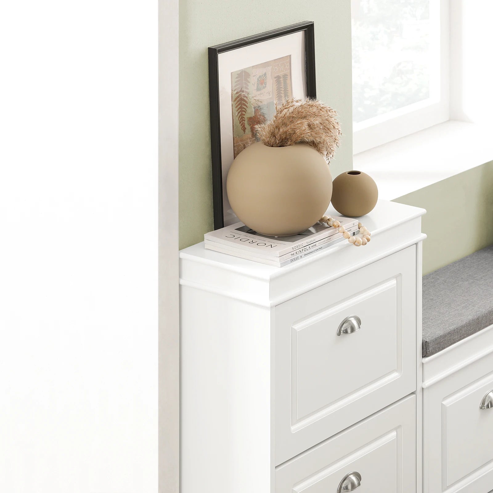 SoBuy FSR78 Shoe dump truck Shoe cabinet with 2 flap shoe rack with 4 shelf surfaces Shoe chest of drawers Shoe shelf