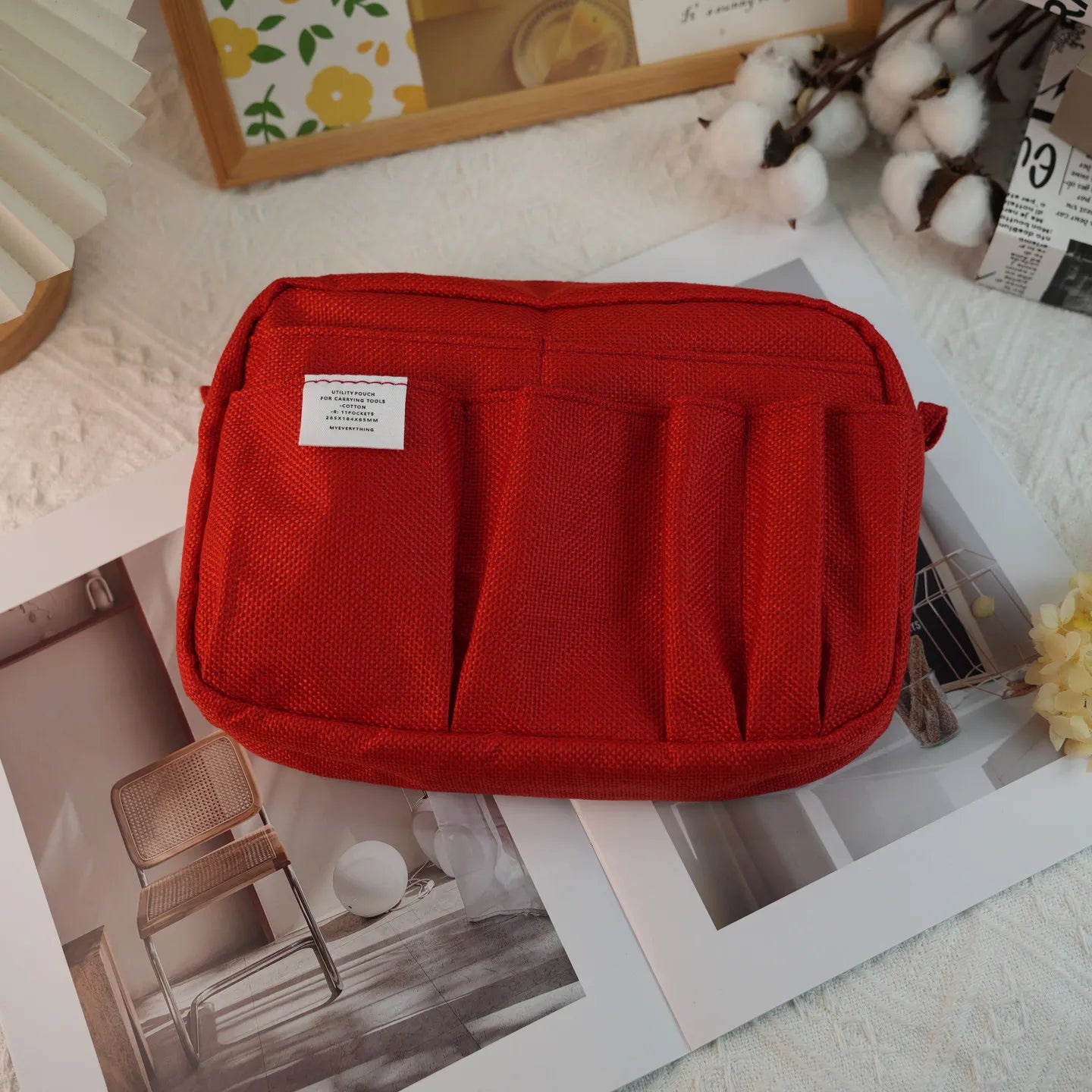 New In Stock Canvas Pencil Pouch Large Capacity Solid Color Japanese Style Portable Multifunctional Journal Storage Bag For Use