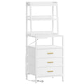 Bedside Table with Charging Function and Storage Compartment Metal 2 Sockets and 2 USB Ports Side Table with 3 Drawers Modern