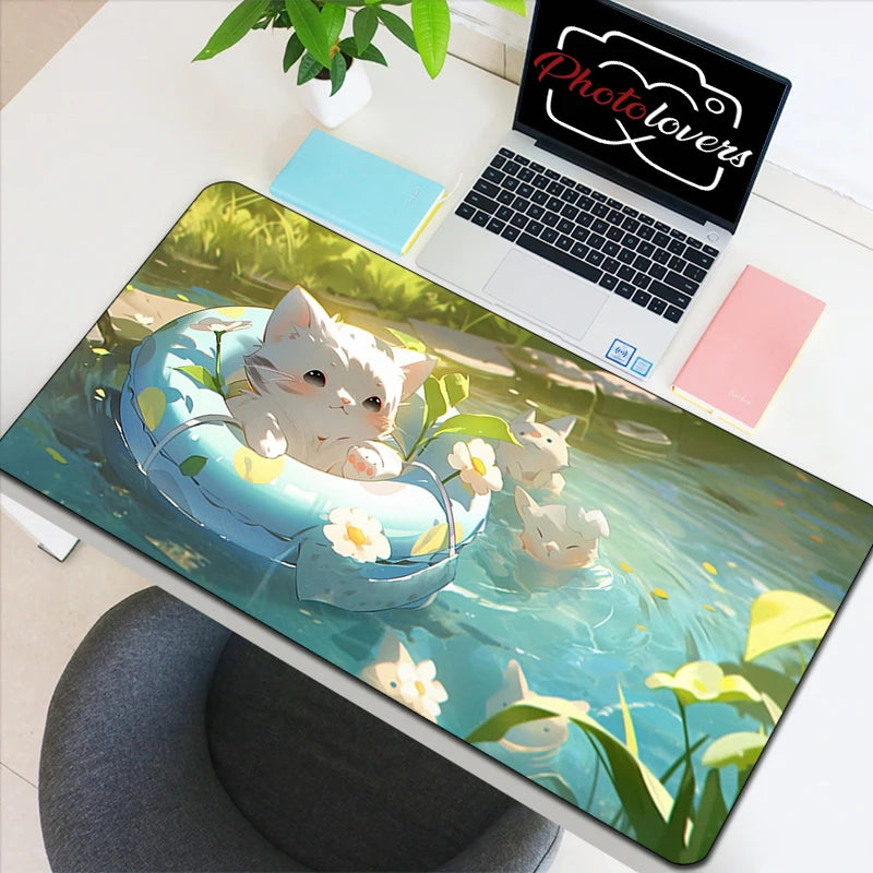 Anime Xxl Mouse Pad Gaming Accessories Cartoon Cat Keyboard Mousepad Gamer Desk Mat Cute Computer Offices Pc Cabinet Kawaii Mice