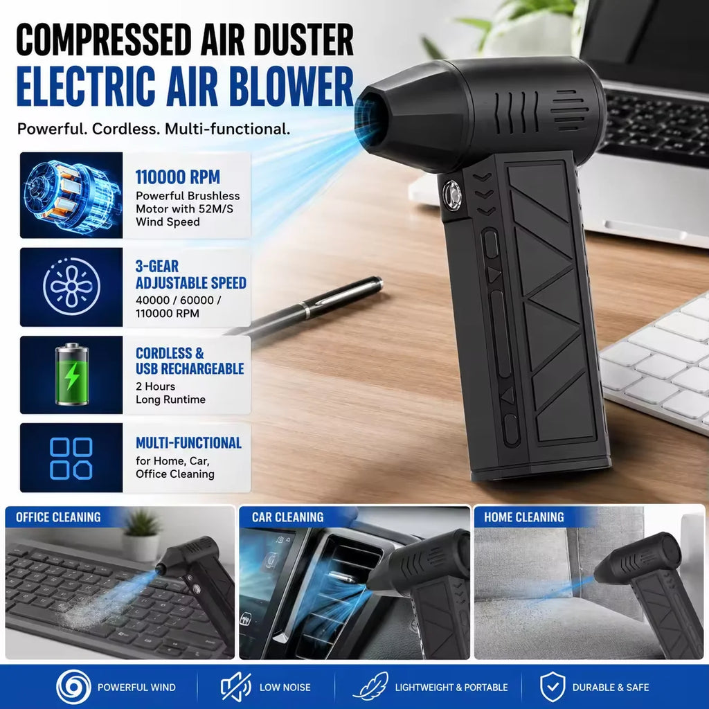 Turbofan 160000RPM High Power Jet Fan Air Duster Motor Variable Speed Dust Blower Brushless Clean Tool Handheld Air Mini Blower