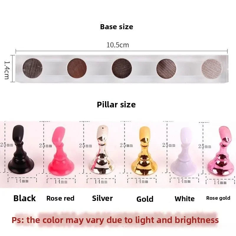 5pcs Nail Holder False Nail Tip Practice Stand Crystal Base Magnetic Holder Nail Art Display For Art Salon DIY & Practice Tools