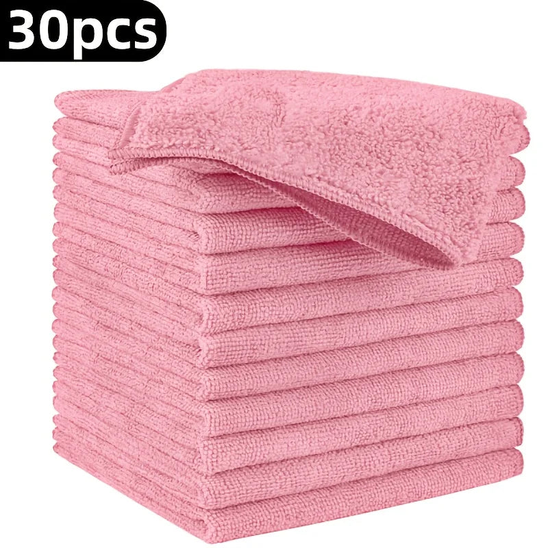 5-50Pcs Light Pink Microfiber Kitchen Towels Super Absorbent Soft Durable Cleaning Cloths Glass Countertops Pans Bowls Faucets