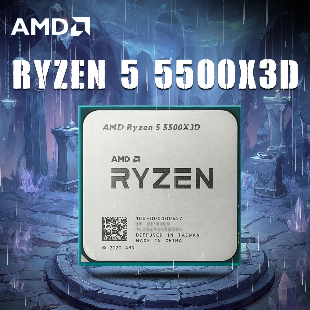 AMD Ryzen 5 5500X3D 6C/12T Processor: 96MB L3 3D V-Cache Tech, 3.0-4.0GHz, 105W TDP, AM4 Socket  - No fan  Esports Build