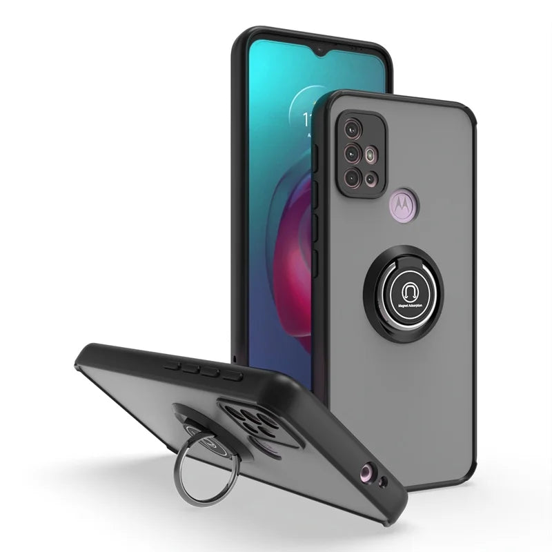 Funda For Motorola G10 G20 G30 Case Shockproof Armor Magnetic Holder Ring Case For Moto G31 G41 G51 G71 Hard PC Matte Back Cover