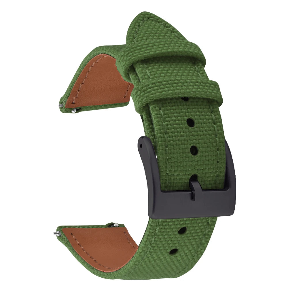 18mm 20mm 22mm Nylon Watch Strap Two-Sided Leather and Sailcloth Watch bands Quick Release Wristbands Sport Belt for Men Women