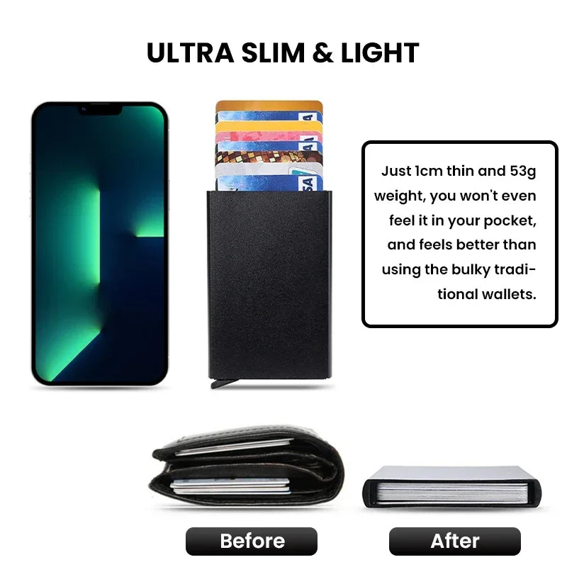 ID Credit Bank Card Holder Wallet Anti Rfid Smart Anti Rfid Blocking Protected Magic Pop Up Slim Small Money Wallets Case