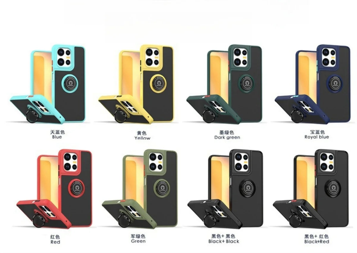 Shockproof Matte Armor Case For Motorola Moto G35 G55 G75 G85 G56 G86 5G G05 G15 Magnetic Holder Ring Stand Hard PC Back Cover