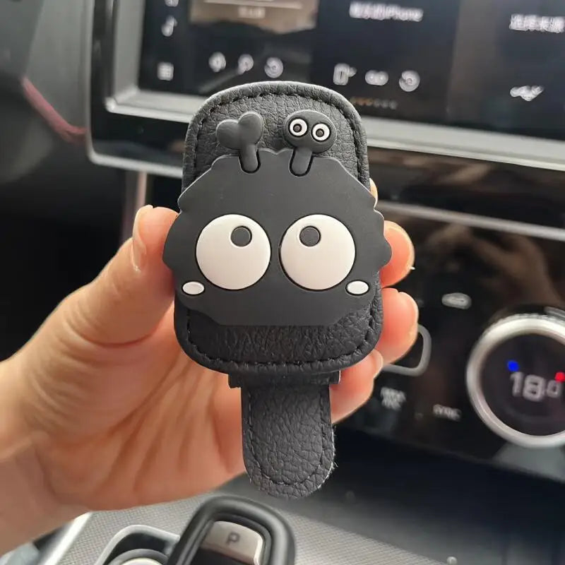 Magnetic Car Sun Visor Glasses Clip - Cute Coal Elf Design, Strong Magnetic Holder for Fashion Glasses, Car Interior Accessories