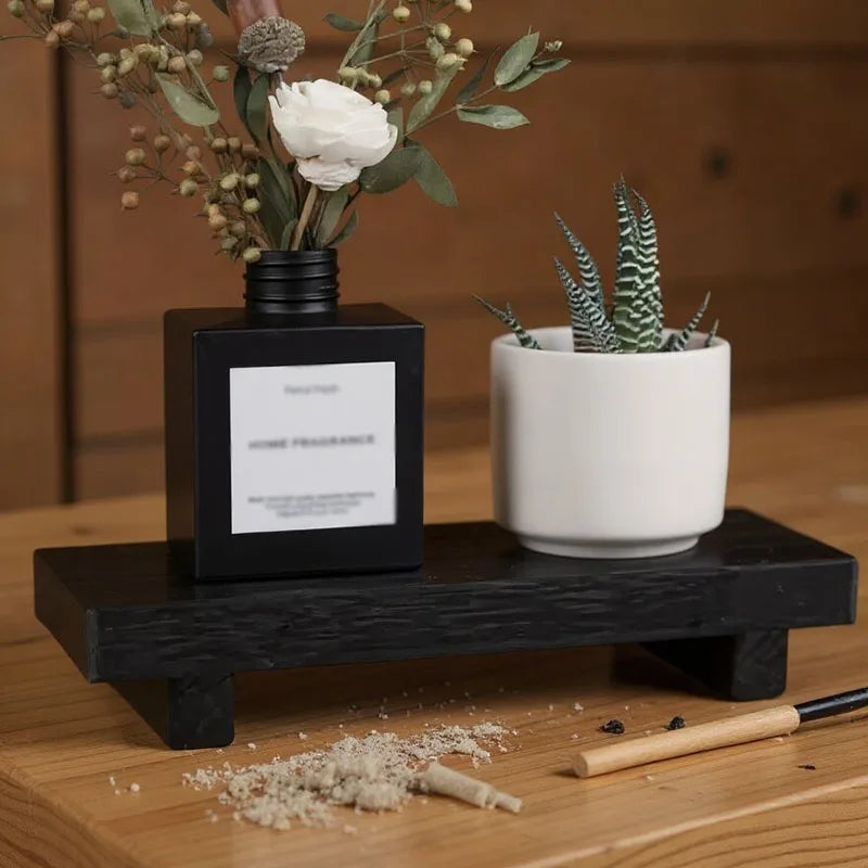 New Fashionable Wooden Bathroom Soap Tray Storage Rack Retro Candle Tray Decorative Ornament Plant Vase Tray Wooden Base Tray