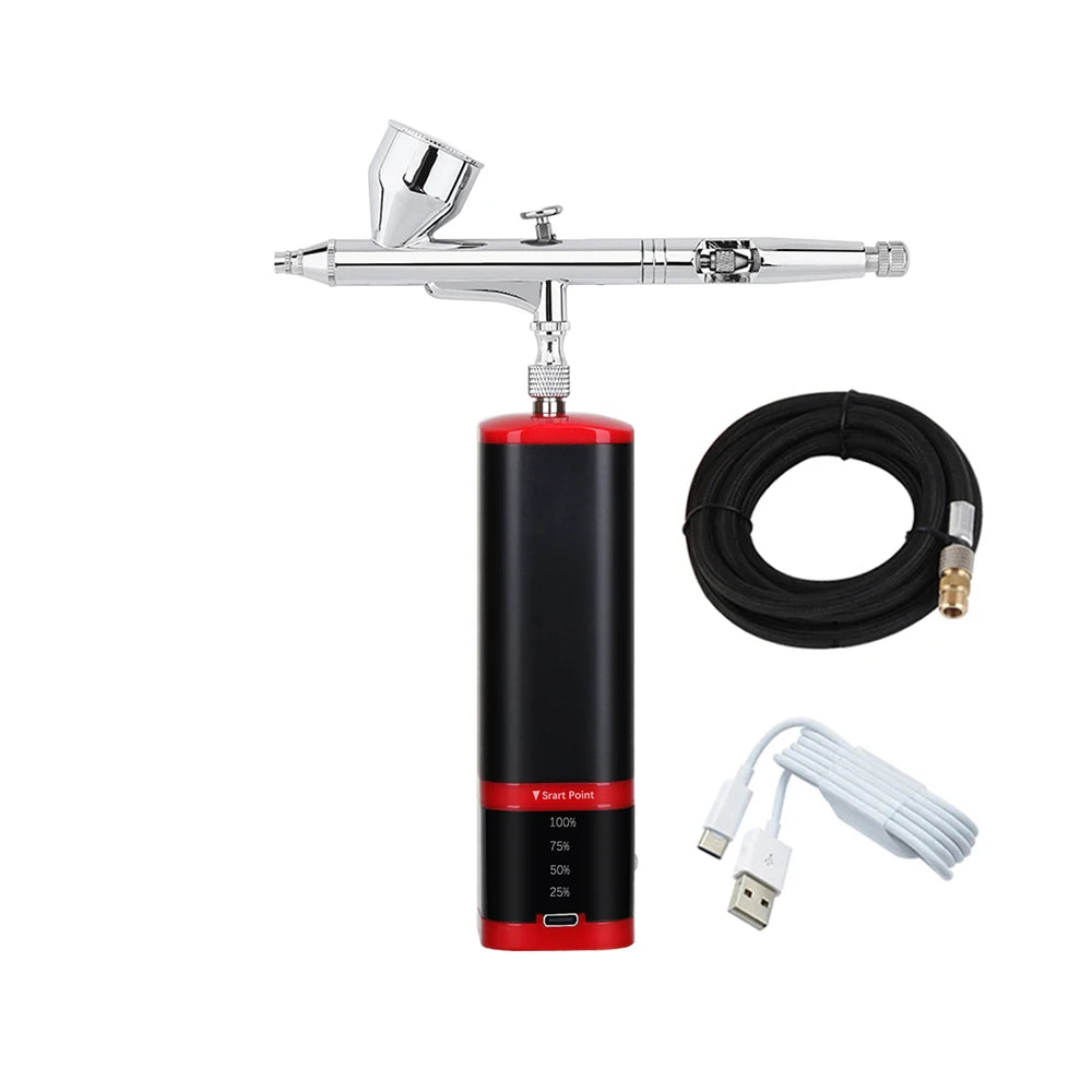 Noiseless Cordless Air Brush Compressor Kit Replace Battery Super Works Airbrush Spray Gun Barber Art Design Beauty Care Tool