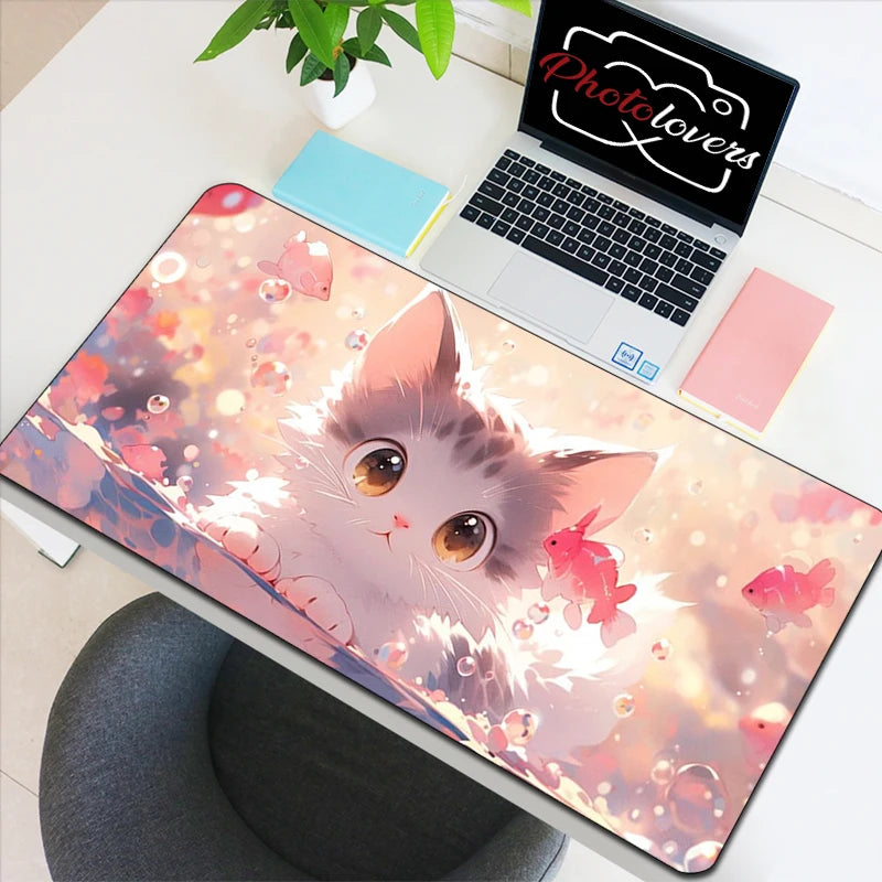 Anime Xxl Mouse Pad Gaming Accessories Cartoon Cat Keyboard Mousepad Gamer Desk Mat Cute Computer Offices Pc Cabinet Kawaii Mice