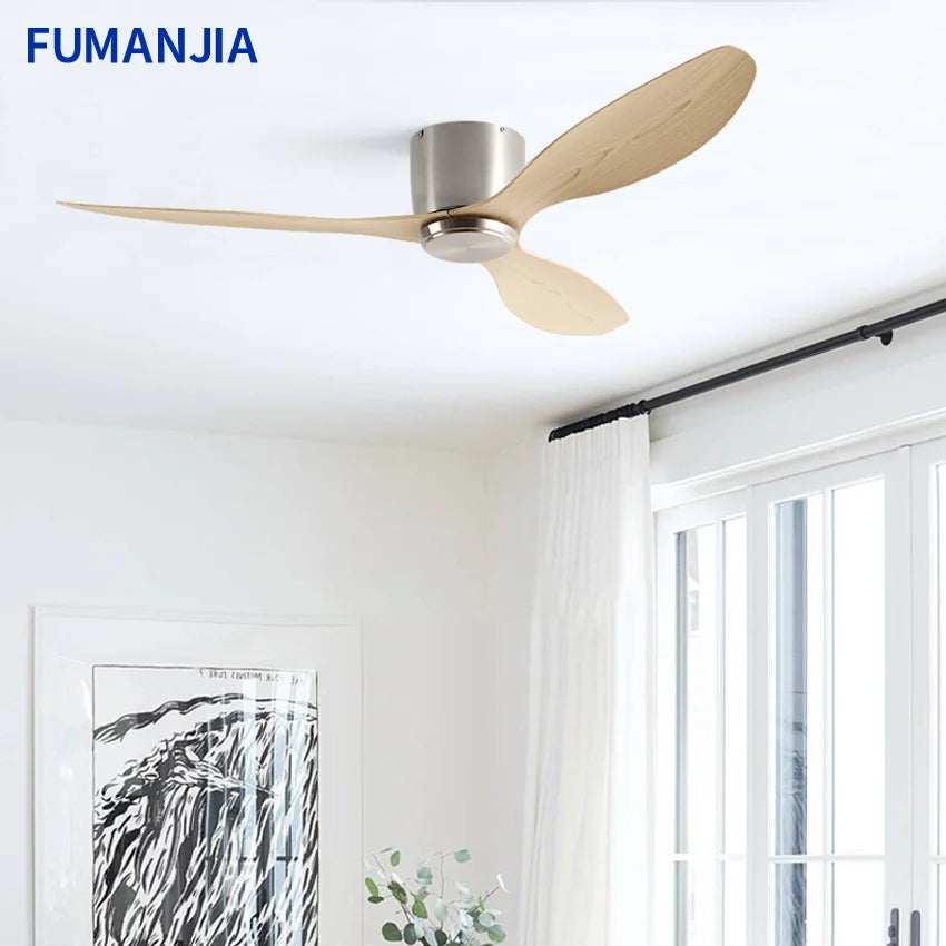 FUMANJIA Ultra-Thin DC Ceiling Fan with Remote - 6-Speed Silent, 3 ABS Blades, Ideal for Low Ceilings & Minim Spaces（No Light）