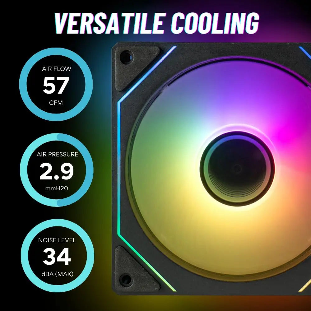 PRISM 4 PRO ARGB CPU Fan 4PIN PWM Silent Chassis Fan 120mm Infinite Mirror 5V 3PIN Motherboard Light Sync Case Cooler Fan