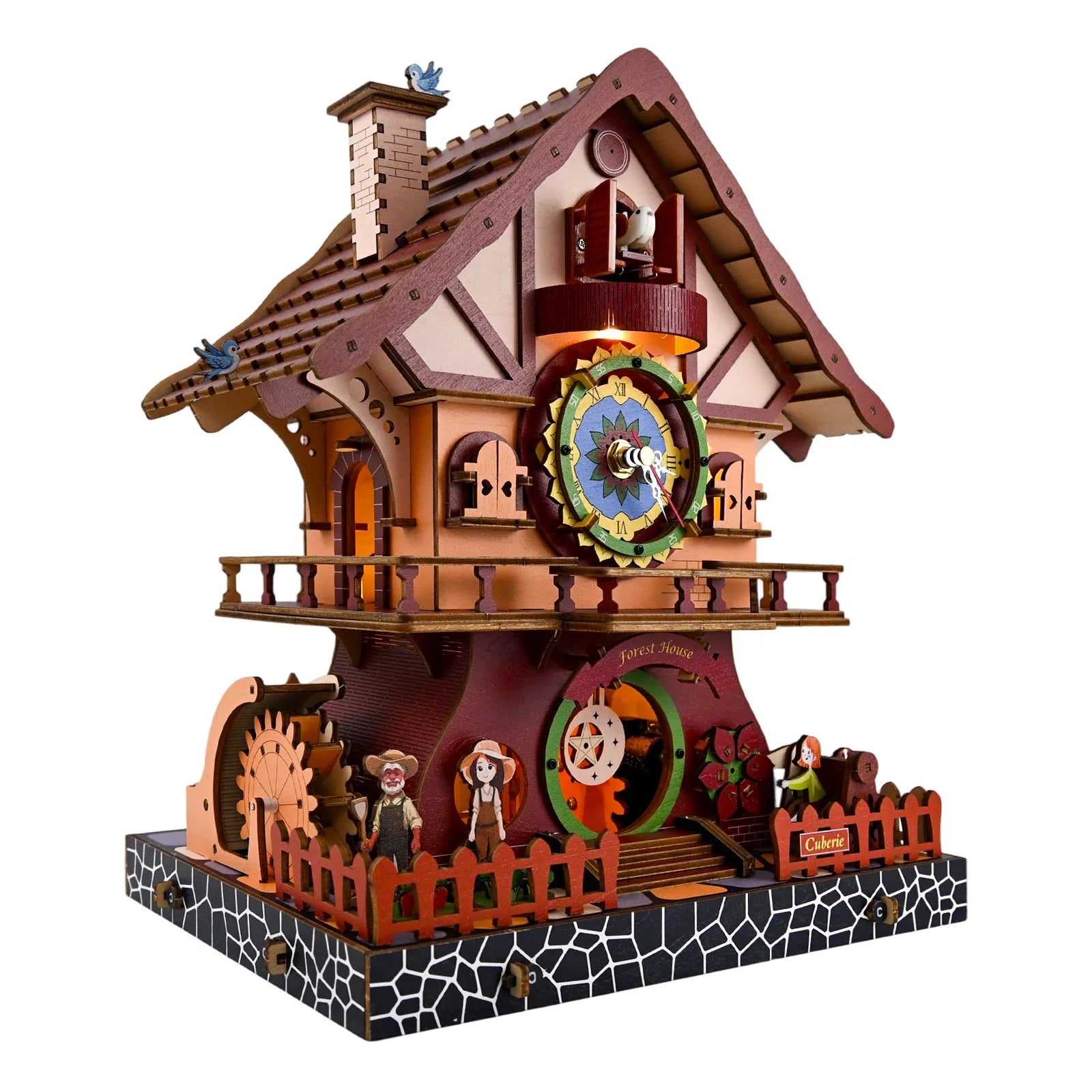 Cuberie 3D Wooden Puzzles for Adults, Cuckoo Wooden Clock kit 3-D Puzzles - DIY Mechanical Wood Model Building Project for Adult