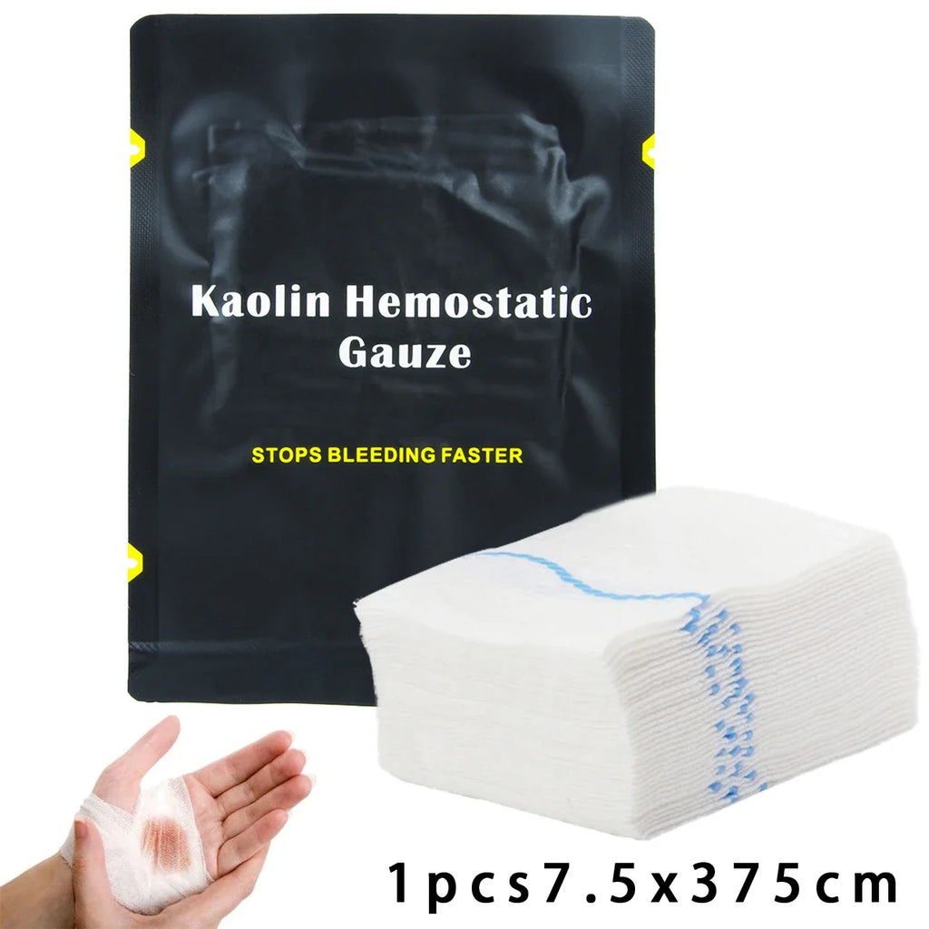 1.5/3.75M Hemostatic Kaolin Gauze Combat Emergency Trauma Z-Fold Soluble For Ifak Tactical  First Aid Kit Medical Wound Dressing