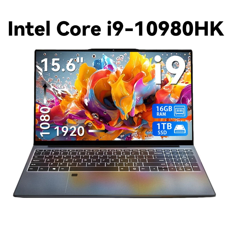 15.6" Intel Core i9 10980HK Laptop Computer Windows 11 Pro 16GB RAM 1TB SSD M.2 Notebook PC Gamer Portable Laptops Gaming Office