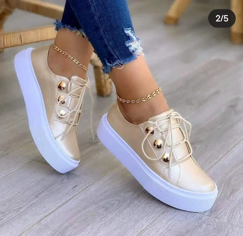 Platform Casual Sport Shoes Women's Plus Size 43 Lace Up Sneakers Wedge Non Slip Woman Vulcanize Casual Shoes Zapatos De Mujer