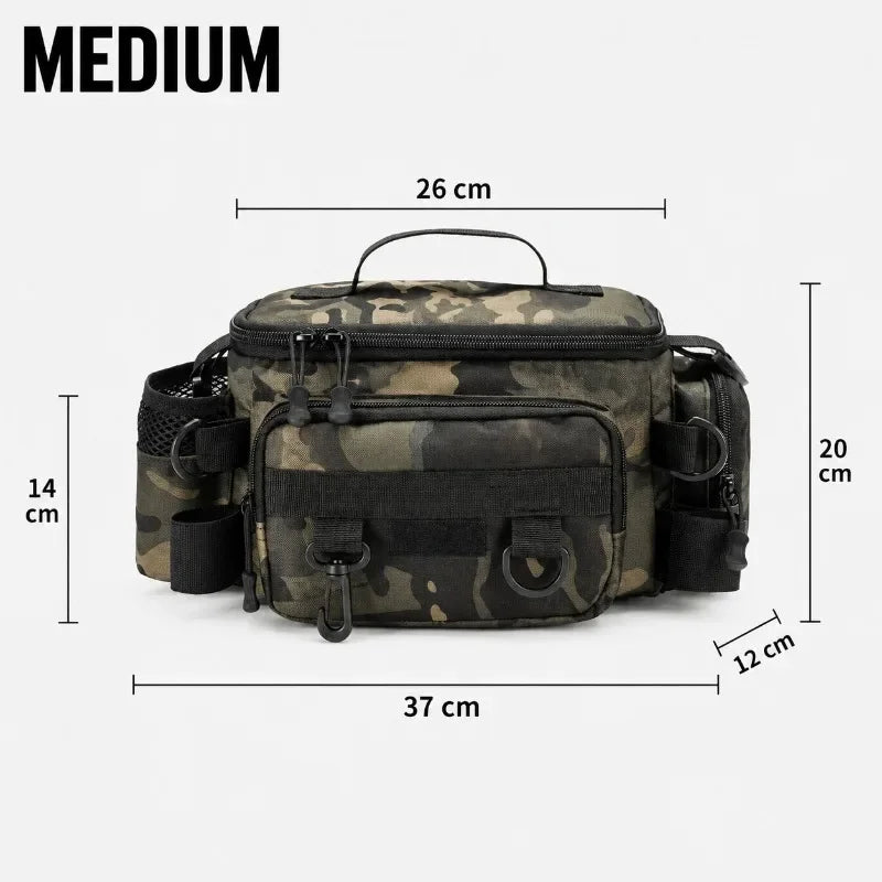 Fishing Tackle Shoulder Bag Storage Bag Waterproof Portable Large Capacity with Fish Rod Holder Outdoor Sport Accessories Gear