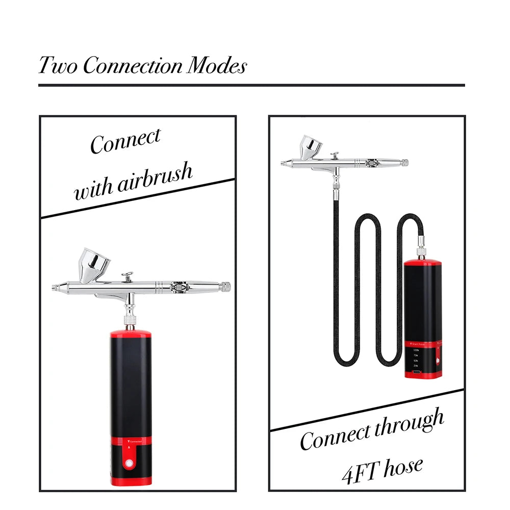Noiseless Cordless Air Brush Compressor Kit Replace Battery Super Works Airbrush Spray Gun Barber Art Design Beauty Care Tool