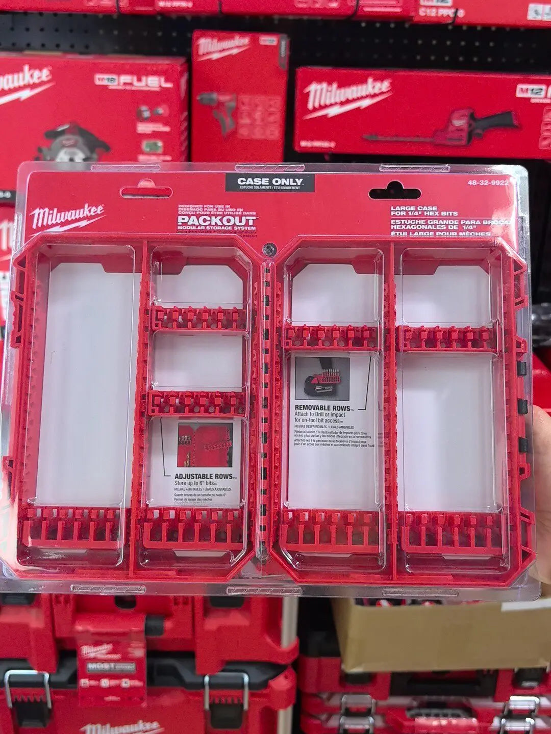 Milwaukee 48-32-9921 PACKOUT Medium Case 1/4" Hex Bit Storage Box Electrician Tool Organizer Power Tool Accessories
