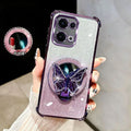 Glitter Mirror Butterfly Bracket Magnetic Holder Case for vivo V50 Lite vivoV50 V60 V40 V30 Lite V30 Pro Shockproof Clear Cover